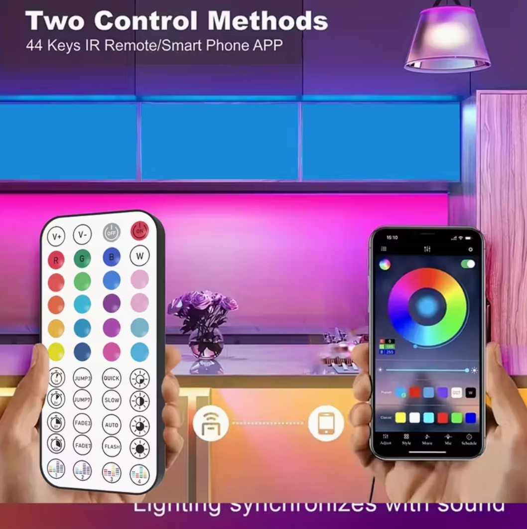 Bande LED RGB Intelligente avec Application & Télécommande 44 Touches