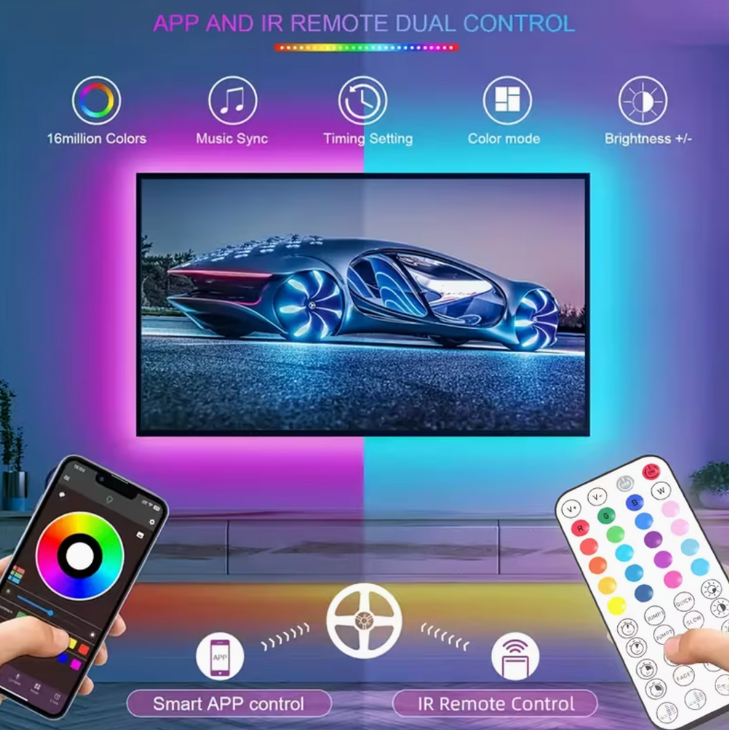 Bande LED RGB Intelligente avec Application & Télécommande 44 Touches